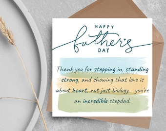 Stiefvader Happy Father's Day Card, Step Father's Day Card, kaart voor stiefvader, kaart van stiefdochter, kaart van stiefzoon, bedankt stiefvader