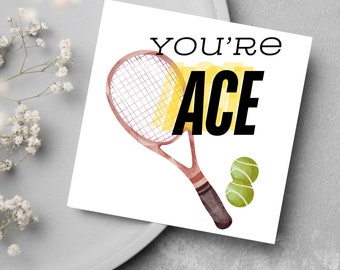 Tennis-Geburtstagskarte, du bist Ace-Geburtstagskarte, Tennis-Glückwunschkarte, Tennis-Liebeskarte, Tennis-Wortspiel Karte für jede Gelegenheit, Sport-Glückwünsche