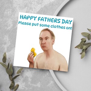 Biglietto d'auguri per la festa del papà con cena del venerdì sera, biglietto d'auguri per la festa del papà con TV britannica, biglietto d'auguri per la festa del papà con commedia britannica, biglietto d'auguri per la festa del papà con Martin Friday Night Dunner
