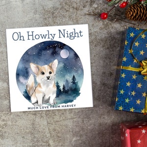Cute personalised Christmas card with Corgi dog design - Cards for Him, Cards for Her, dog Christmas card, dog lover gift, Corgi lover gift