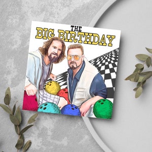 Cartão de aniversário do Grande Lebowski, Cartão de aniversário de boliche, o cara, Cartão de filme, Cartão de aniversário legal, Cartão para jogador de boliche, Cartão de boliche de 10 pinos