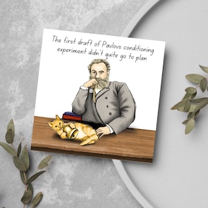 Carte Pavlov pour toute occasion, chat Pavlovs, carte d'anniversaire drôle, carte de psychologie, carte d'histoire, carte pour scientifique, carte drôle de chat