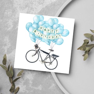 Geburtstagskarte mit blauem Fahrrad, alles Gute zum Geburtstag für Papa, Karte für Mama, Karte für Ihn, Karte für Sie, für Biker, Radsport Karte