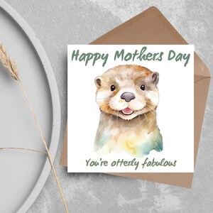 Biglietto per la festa della mamma con lontra, biglietto carino per la mamma, biglietto di auguri, buona festa della mamma, biglietto con lontra, biglietto per la festa della mamma con acquerello, biglietto per la mamma