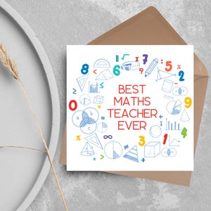 Schulende Karte, Danke, Lehrer Karte, Mathe Lehrer, Schullehrer Karte, Dankbarkeitskarte, Lehrkarte, Lehrer Wertschätzung Mathematik