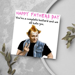 Tarjeta del día del padre vyvyan, Tarjeta para papá, Día del padre divertido, Tarjeta para jóvenes, Tarjeta del día del padre punk, Día del padre grosero, Los jóvenes