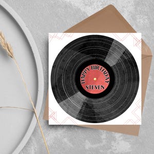 Cartão de aniversário personalizado com disco de vinil, Feliz Aniversário, Cartão de vinil, Cartão para ele, Cartão para ela, Aniversário de toca-discos, Cartão de visita