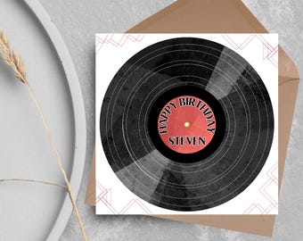 Personalised LP Record Birthday Card, Happy Birthday, Vinyl Card, Card for Him, Card for Her, Record Player Birthday, Name Card