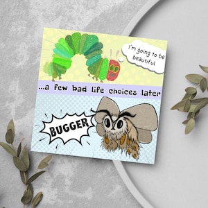 Tarjeta de la Oruga Muy Hambrienta, Tarjeta de Dibujos Animados Divertidos, Tarjeta para Cualquier Ocasión, Tarjeta de Cumpleaños, Tarjeta para un Amigo, Tarjeta para un Hermano, Tarjeta para una Hermana