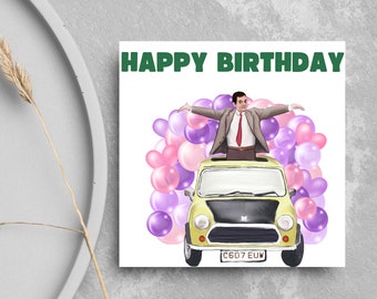 Mr Bean birthday Card, Happy Birthday Card with Mr Bean, Funny Birthday Card, Birthday Card for Dad, Birthday card for mum, Funny Card