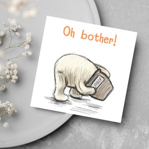Carte ourson ours pour toutes les occasions, carte dessinée à la main inspirée de Winnie l'ourson, carte d'anniversaire, carte d'ami, carte d'amour, AA Milne