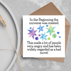 Douglas Adams Card, Hitchhikers Guide to The Galaxy Card, Quote Card, voor elke gelegenheid, verjaardag, voor vriend, grappige Quote Card