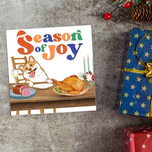 Corgi Christmas dinner greetings card, Christmas card, dog lover card, Corgi, Xmas card, funny Christmas card, card for dog owners