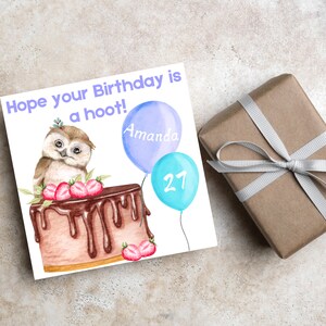 Cartão de feliz aniversário com coruja, Espero que seu aniversário seja uma alegria, Cartão de aniversário para esposa, Cartão de aniversário para namorada, Cartão de aniversário para tia, para mãe