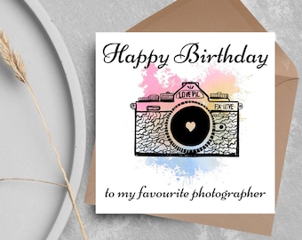 Karta urodzinowa fotografa, projekt aparatu, karta fotograficzna, karta urodzinowa, karta z aparatem, karta dla niego, karta dla niej, karta klubu fotograficznego