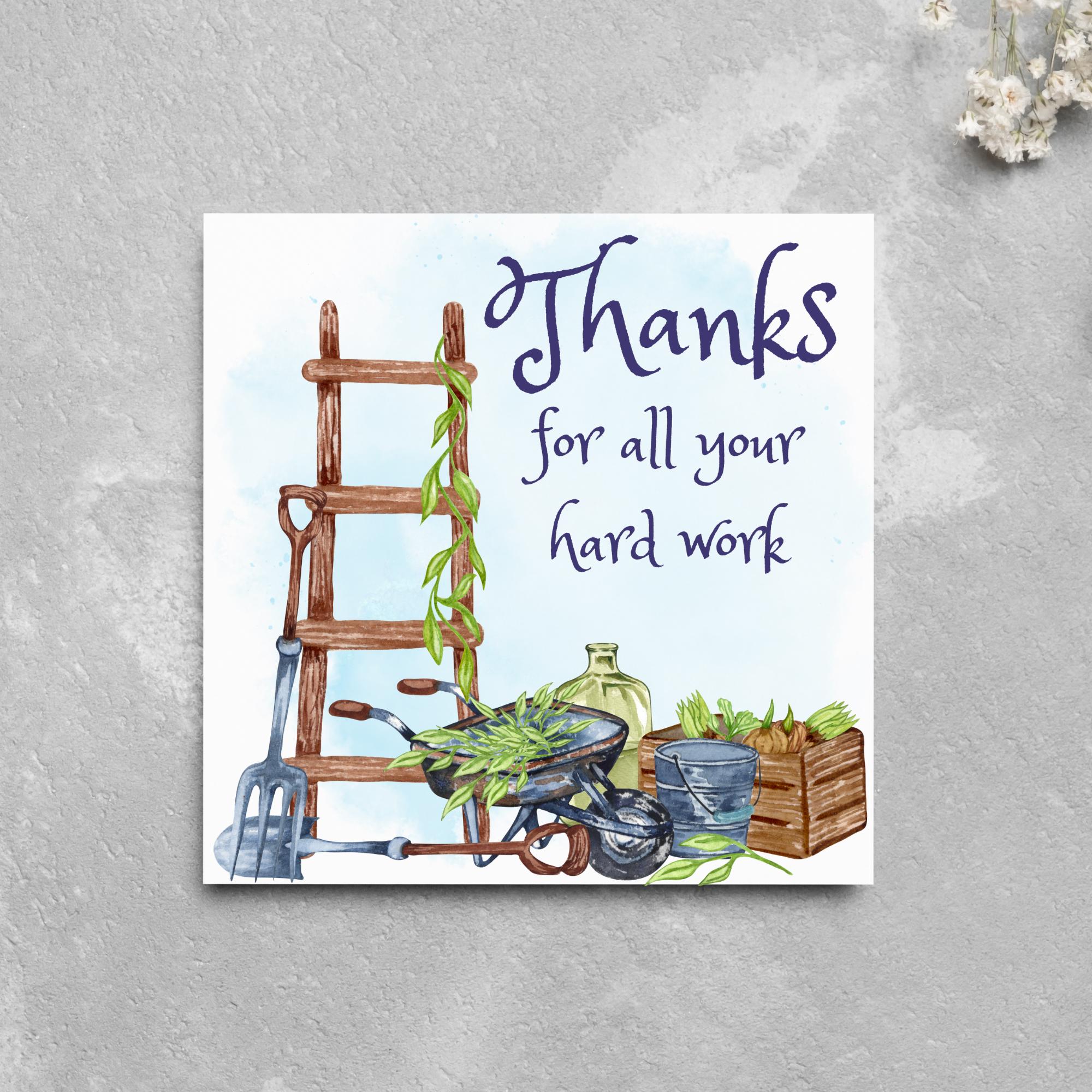 Thank You Card for Gardener, Gardening Thank You Card