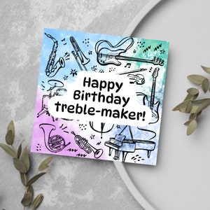 Cartão de aniversário para músicos, cartão de aniversário divertido para músicos, cartão de feliz aniversário para filho, cartão de aniversário para filha e mãe