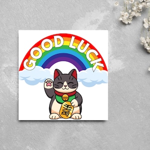 Carte porte-bonheur, Carte d'examen, Kawaii, Arc-en-ciel, Porte-bonheur, Chinois porte-bonheur, permis de conduire, GCSE, A Levels, Chat porte-bonheur, Carte arc-en-ciel