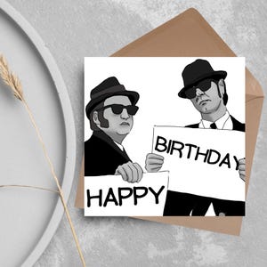 Cartão de aniversário dos Blues Brothers, cartão de filme clássico, cartão de aniversário para o pai, para o tio, cartão de aniversário de 50 anos, Jake e Elwood, cartão de aniversário de 40 anos