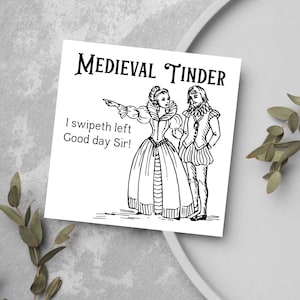 Carte amusante pour toutes les occasions, carte médiévale, carte Tinder, carte de rencontre en ligne, carte vintage amusante, carte pour ami, carte de rendez-vous amusante