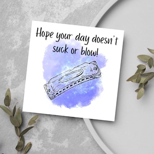 Carte d'anniversaire harmonica, joyeux anniversaire harmoniciste, carte pour musicien, carte pour lui, carte pour elle, carte de blues, musique blues, jazz