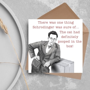 Carte d'anniversaire de physique, carte de physicien drôle, carte de Schrödinger, carte de plaisanterie classique, carte drôle pour le scientifique, chat de Schrödingers