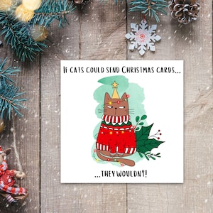 Funny Cat kerstkaart, knorrige kerstkaart, alternatieve kerstkaart, kerstkaart voor kattenliefhebber, kattenmoeder, kattenvader, dierenkerst