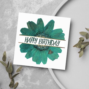 Cartão de aniversário de jardim com design de flores verdes, cartão para mãe, cartão para ele, cartão para ela, cartão para jardineiro, cartão de jardinagem, cartão para pai