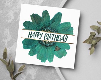 Cartão de aniversário de jardim com design de flores verdes, cartão para mãe, cartão para ele, cartão para ela, cartão para jardineiro, cartão de jardinagem, cartão para pai