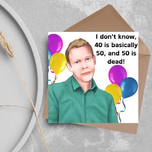 Carte de 40e anniversaire Peep Show, Peep Show Jeremy, carte d'anniversaire drôle, carte d'anniversaire grincheux, carte pour lui, carte pour elle, joyeux anniversaire