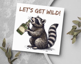 Biglietto di auguri con procione, Biglietto di auguri divertente, Biglietto con procione, Compleanno a tema animali, Biglietto per brindisi, Biglietto divertente per gli amanti dei procioni, Biglietto per qualsiasi occasione