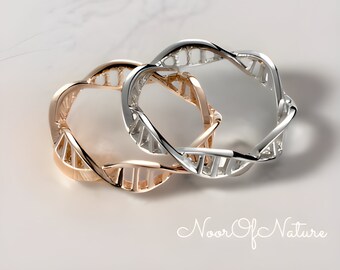 Elegante roestvrijstalen Gene DNA-ring, minimalistische dames trouwring, eenvoudige zilveren rosé gouden ring, angstring verandering trouwring