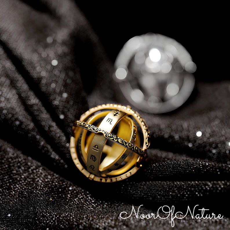 Hemelse ster Fidget ring, opvouwbare spinner ring, astronomie sieraden, angst verlichting, draaibare astronomische ring, cadeau voor haar afbeelding 2