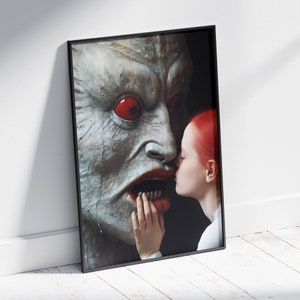 Woman Kissing A Demon, Dark Fantasy, Physical Print