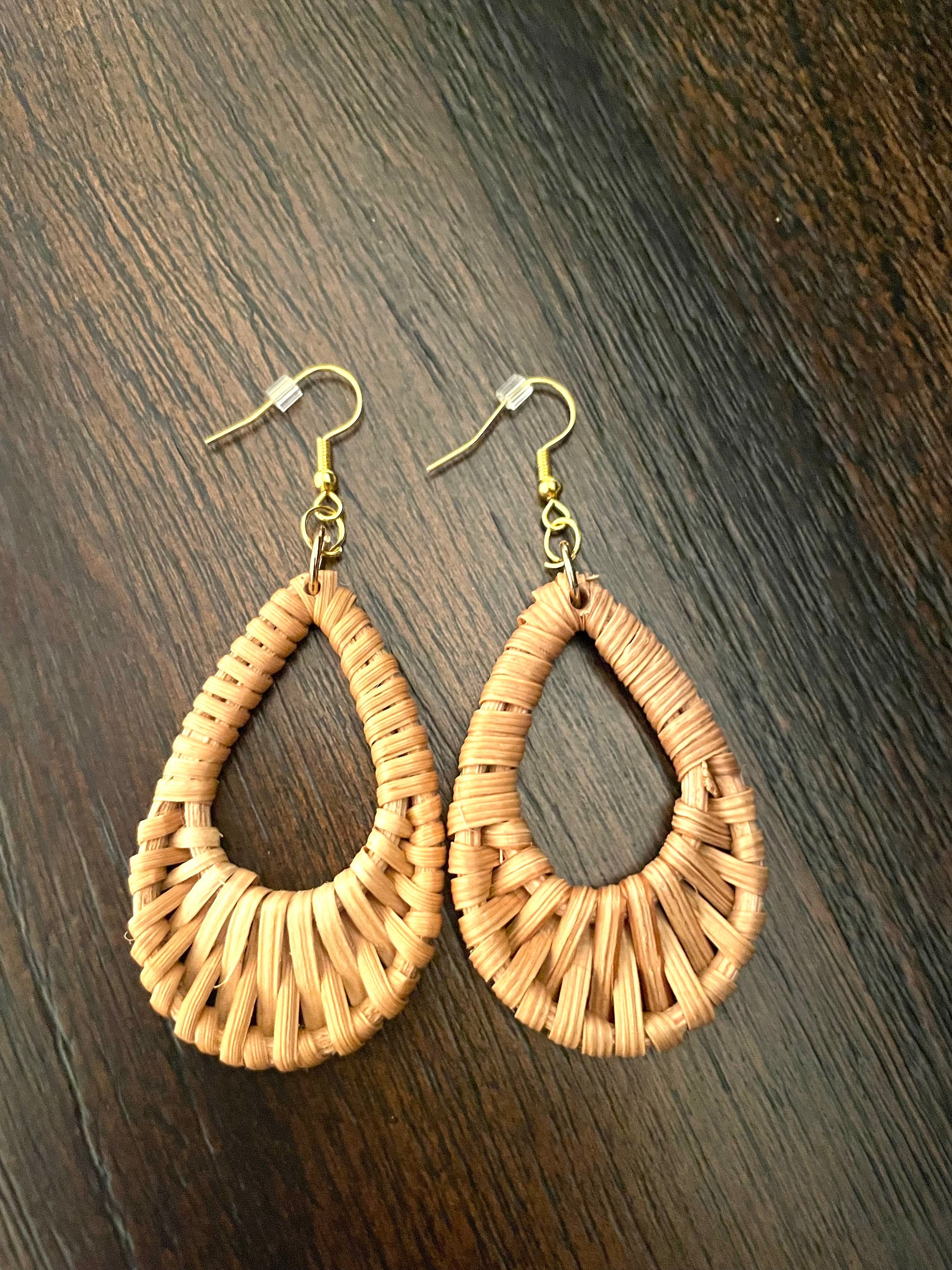 Fia Rattan Wood Drop Earrings