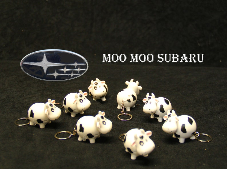 Moo Moo Subaru 8 Cow Keychains, LED Flashlight Each Cow Comes With a