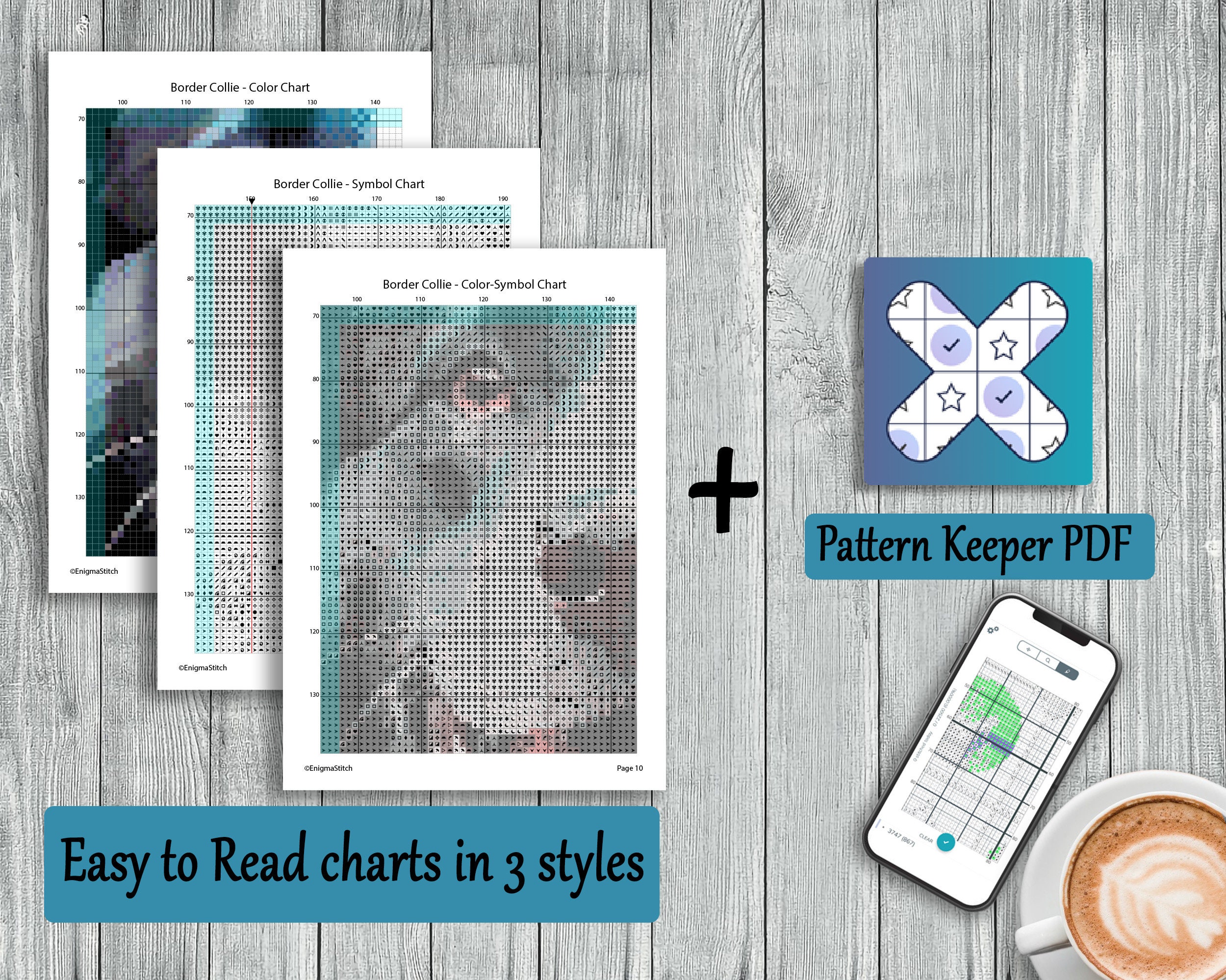 Border Collie - PDF Cross Stitch Pattern - Dog Portrait Embroidery, DIY ...