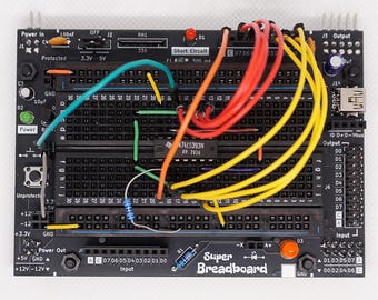 Super Breadboard with short circuit protection DIY Soldering Kit (add a Binary Keyboard and/or an 8-bit Workbench™ Kit) by 8BitFlux
