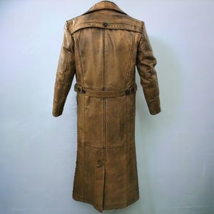 Leather Vintage 90s Trench Coat, Long Steampunk Duster Coat, Winter Men Black Coat, Gift For Him image 5