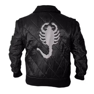 Drive Scorpion White Lightweight Biker Casual Bomber Varsity Jacket Ryan Gosling, Gift for boyfriend ブラック