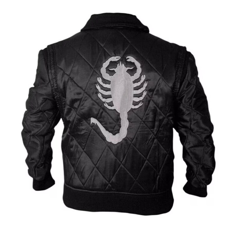 Drive Scorpion White Leichte Biker Casual Bomber Varsity Jacke Ryan Gosling, Geschenk für Freund Schwarz