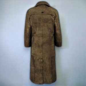 Leather Vintage 90s Trench Coat, Long Steampunk Duster Coat, Winter Men Black Coat, Gift For Him image 9