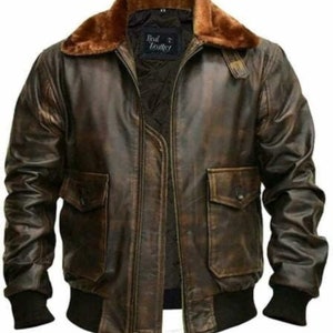 G-1 Force Aviator Flight A-2 Jacket Distressed Brown Genuine Bomber Leather JaG-1 Force Aviator Flight A-2 Jacket Distressed Brown