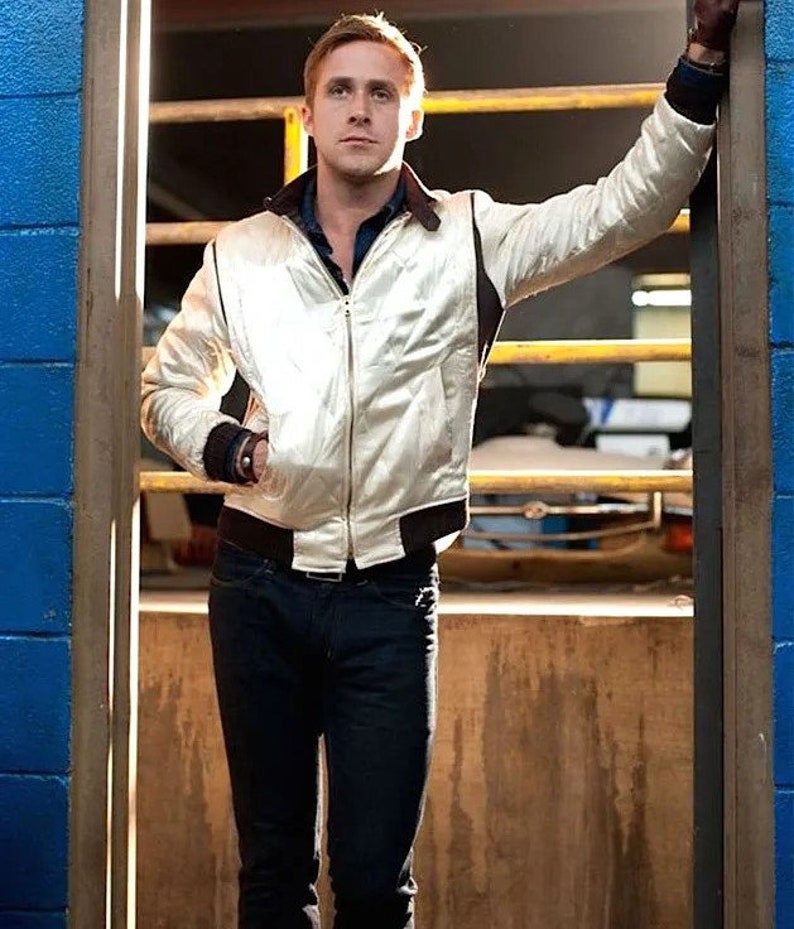 Drive Scorpion White Lightweight Biker Casual Bomber Varsity Jacket Ryan Gosling, Gift for boyfriend 画像 2