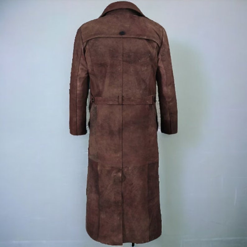 Leather Vintage 90s Trench Coat, Long Steampunk Duster Coat, Winter Men Black Coat, Gift For Him image 7