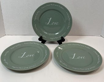 Canterbury Potteries Ltd. Circles of Love 7 5/8 Sage Green Salad Plates