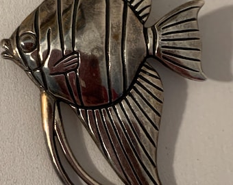 Vintage Retired James Avery Sterling Silver Angelfish Brooch Pin Pendant Signed 925 Tropical Fish Nautical Ocan Jewelry