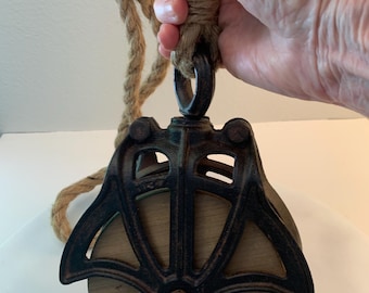 Vintage Louden Cast Iron and Wood Barn Pully