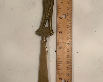Vintage Solid Brass Letter Opener - Golfer Figural Paper Knife - Antique Style Brass envelope slitter - Golf Desk Accessory