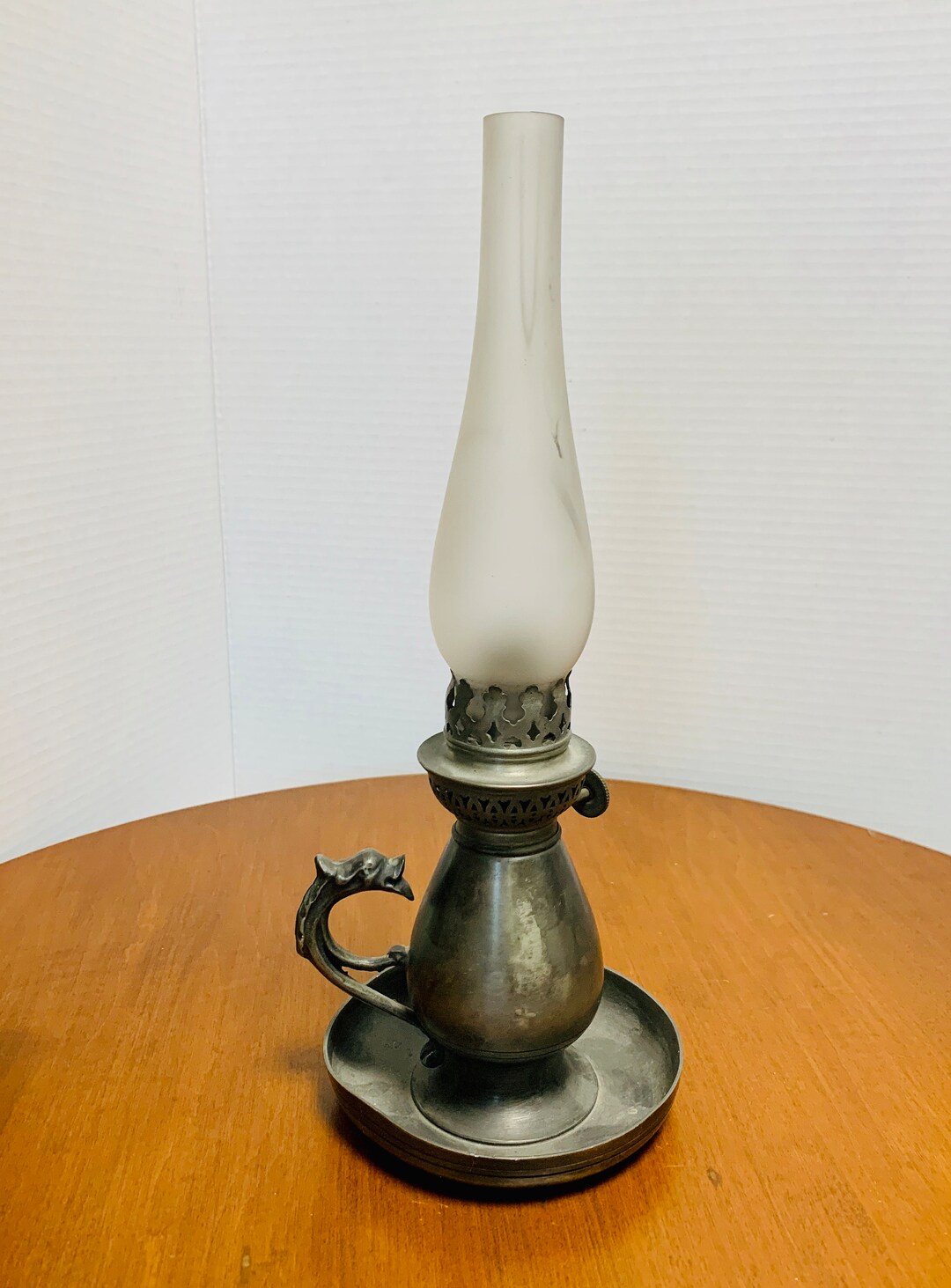 Vintage Pewter Oil Lamp Etsy